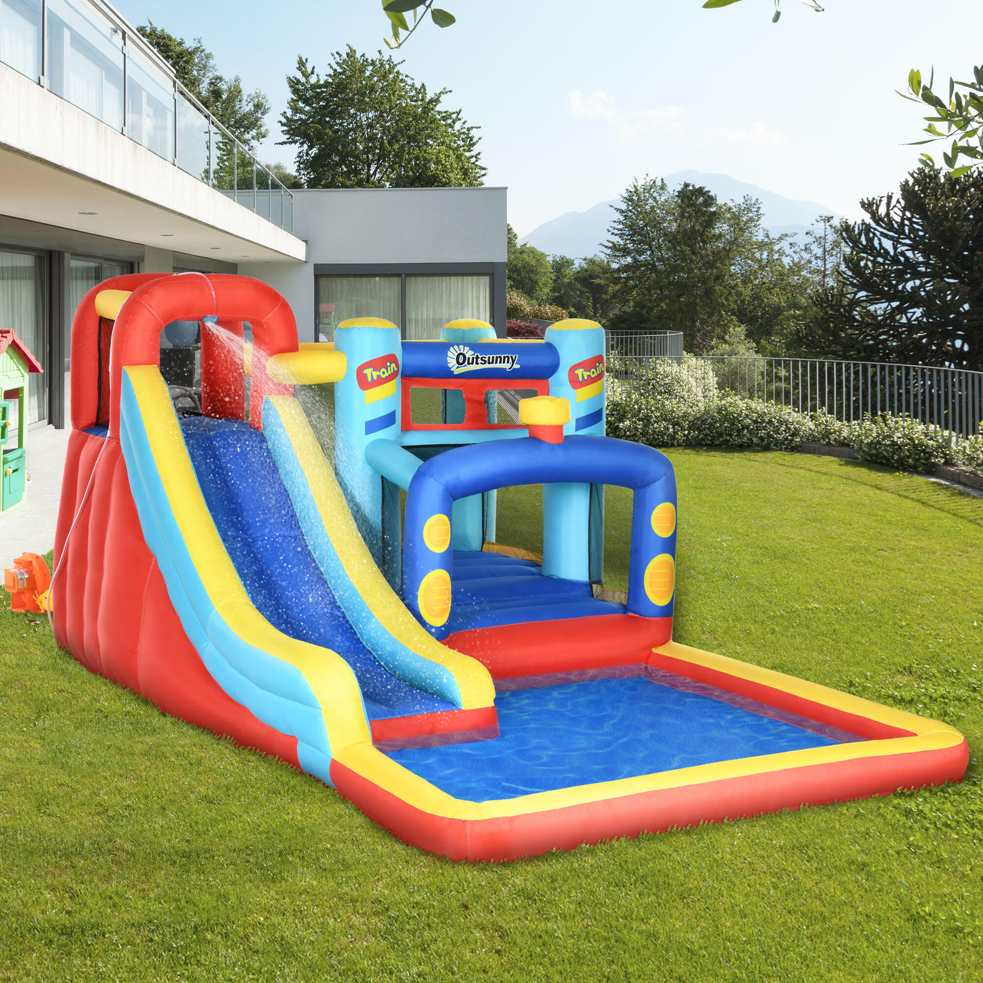Castelo insuflável 435x245x200cm multicolorido Outsunny 2/7