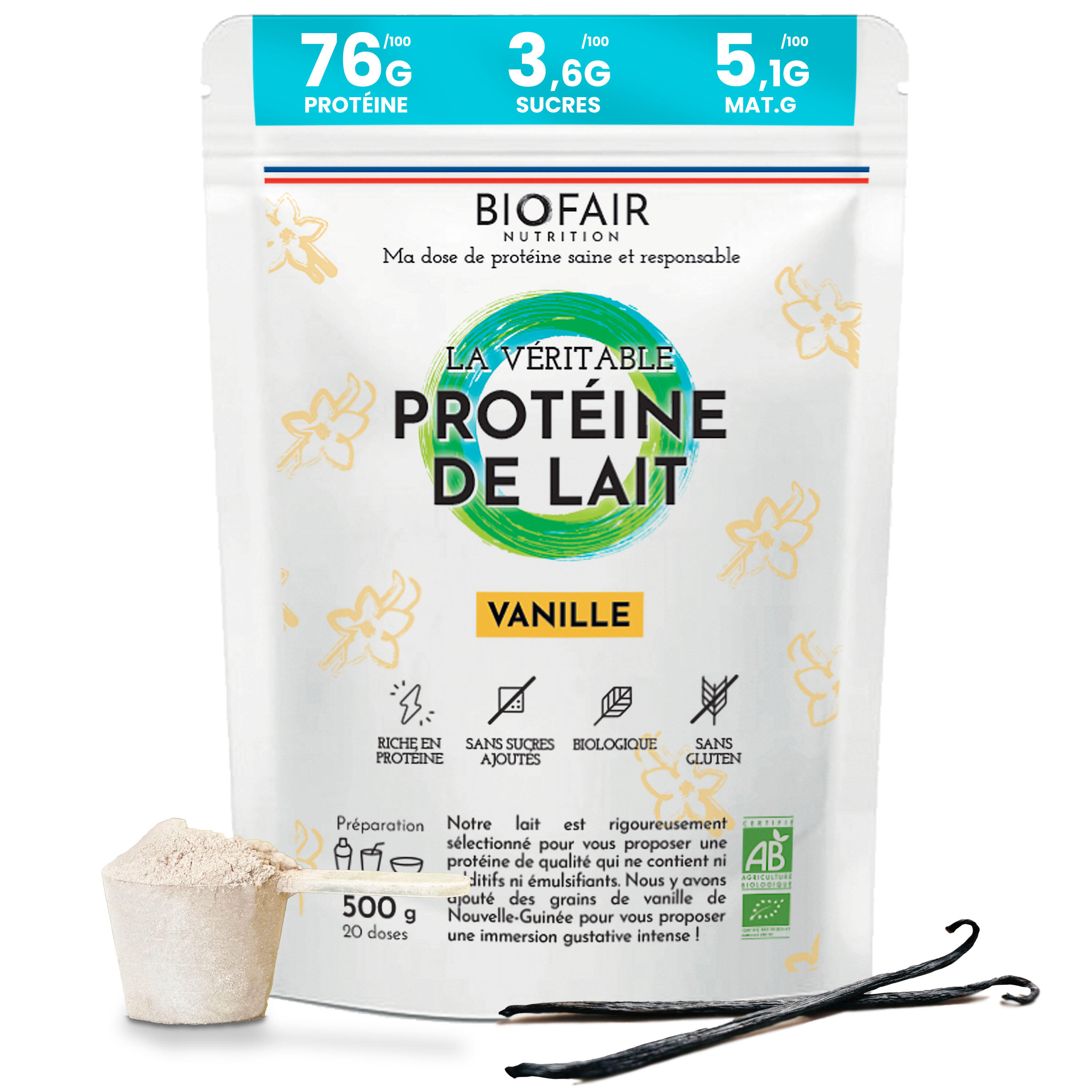 Biofair Nutrition - La Véritable Protéine De Lait Bio Vanille | 500g - Whey Protéine - 500 G - Decathlon