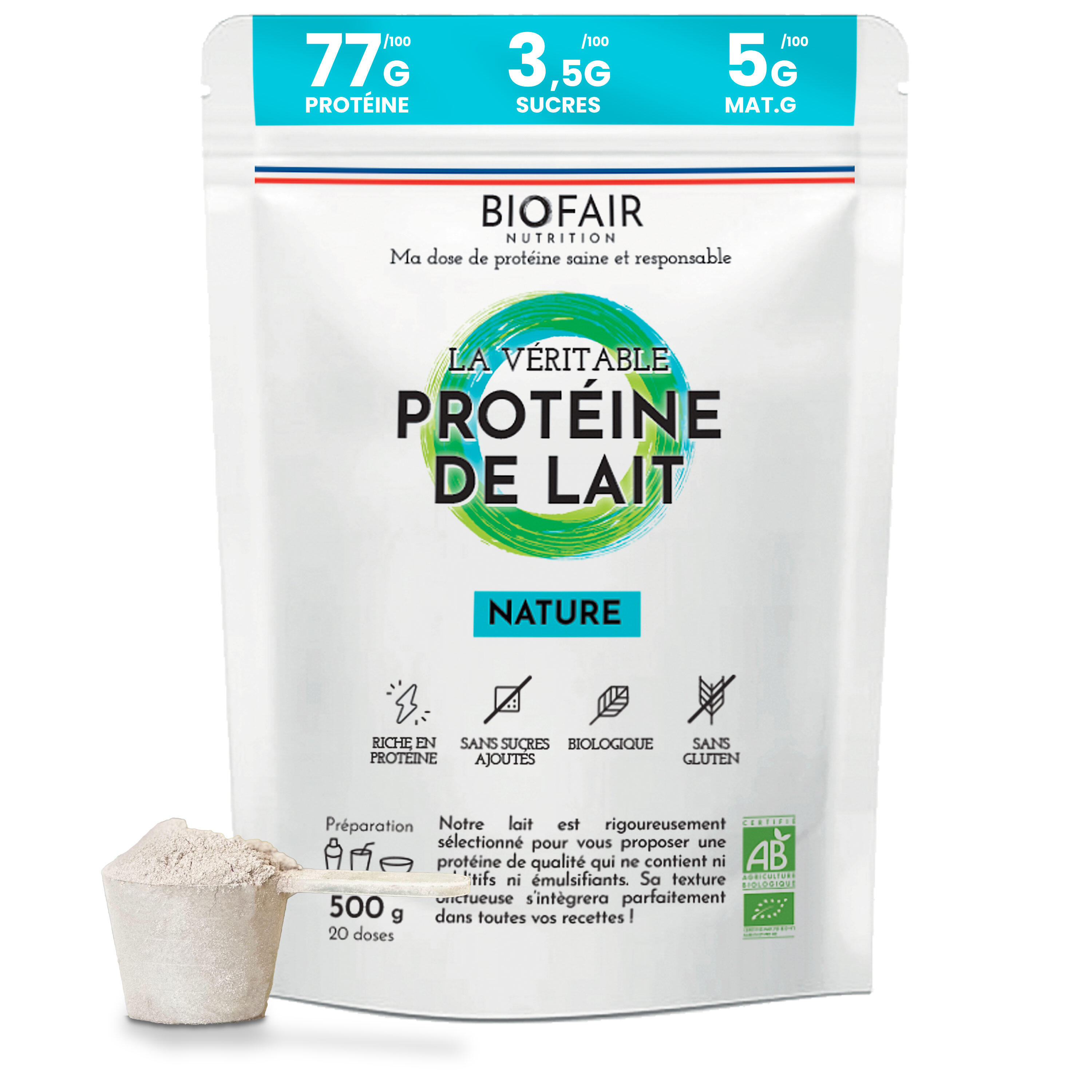 Biofair Nutrition - La Véritable Protéine De Lait Bio Nature | 500g - Whey Protéine - 500 G - Decathlon