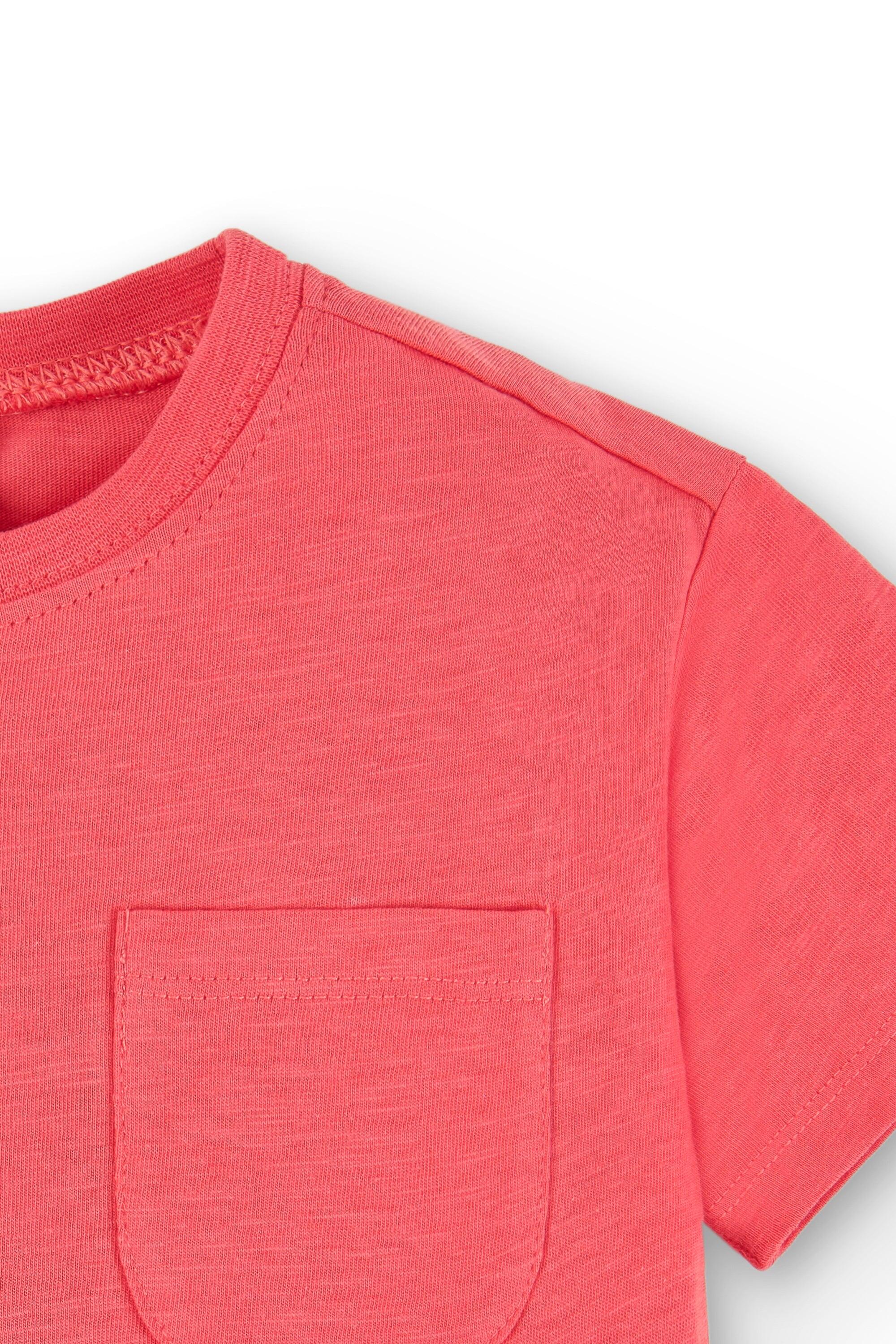 Camiseta infantil coral com bolso 3/4