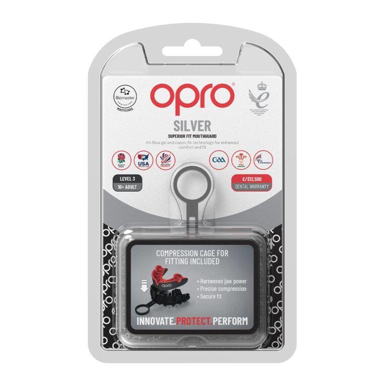 Protège Dents Adulte Opro Silver Noir Et Rouge