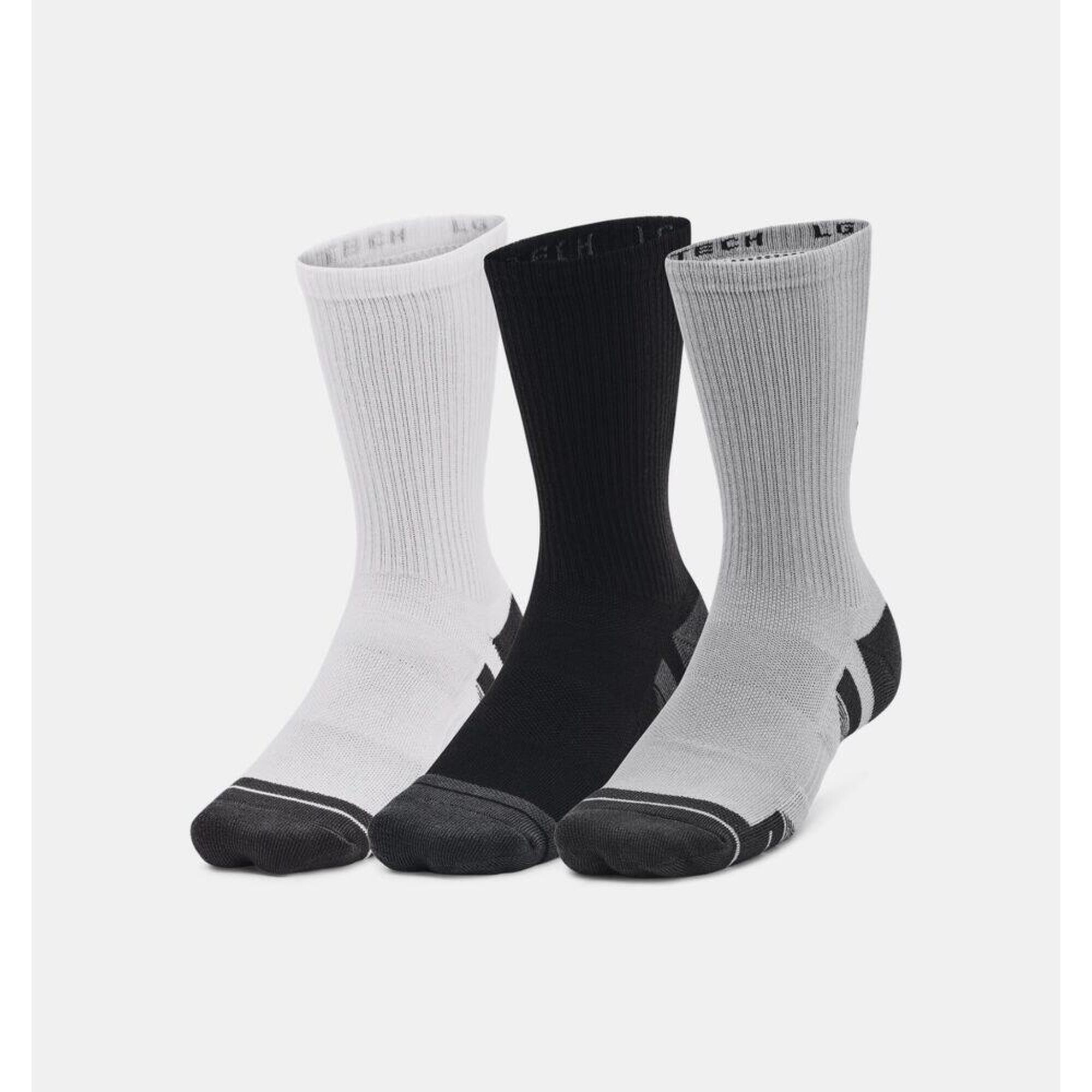 Under Armour - Lot 3 Paires De Chaussettes Hautes Ua performance tech - Chaussettes - Blanc|gris|noir - 42 M/l - Decathlon