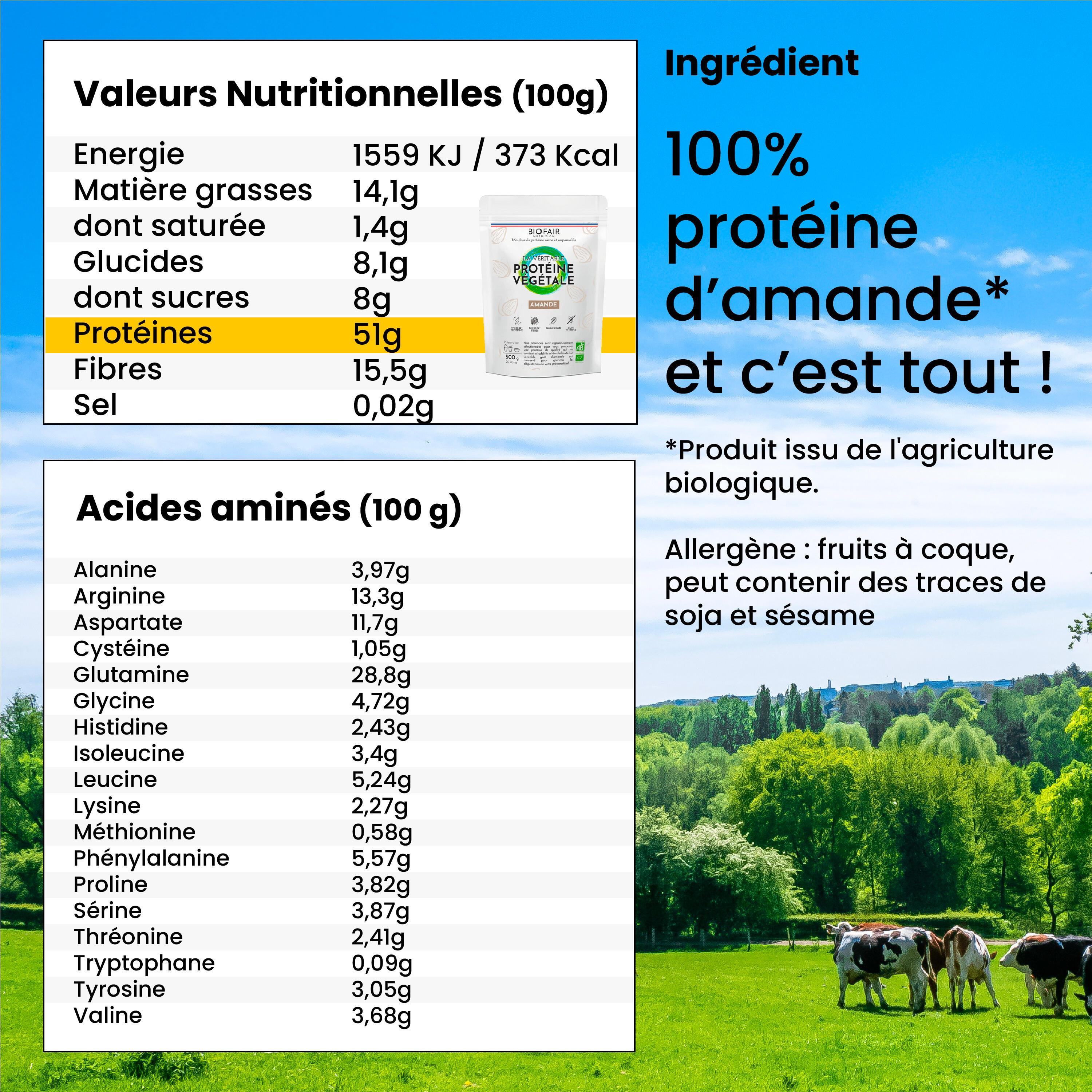 La véritable protéine végétale bio - Amande | 500g 3/6