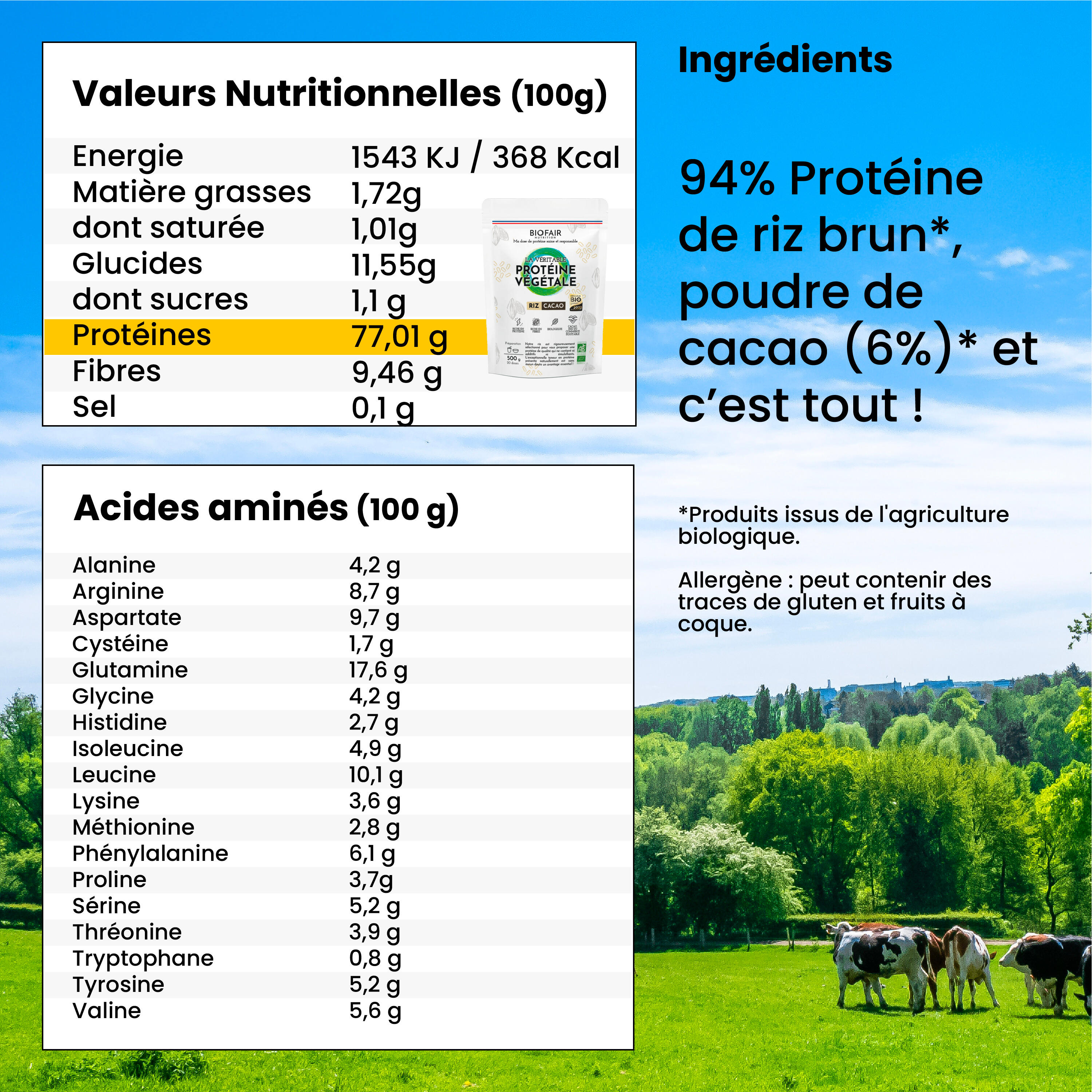 La véritable protéine végétale bio - Riz brun Cacao | 500g 3/6