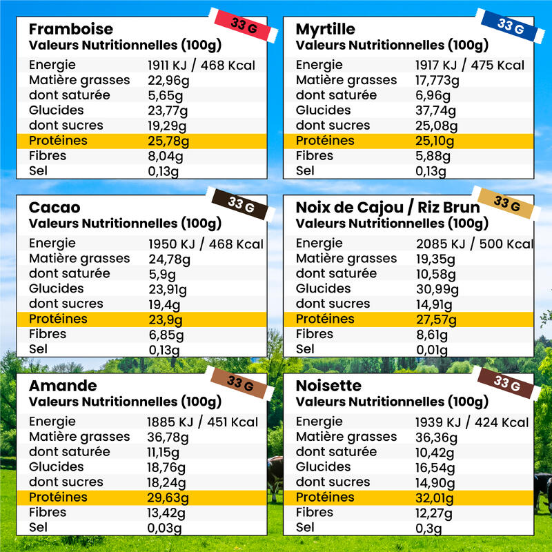 Barres protéinées bio Cajou - pack 12 x 33g