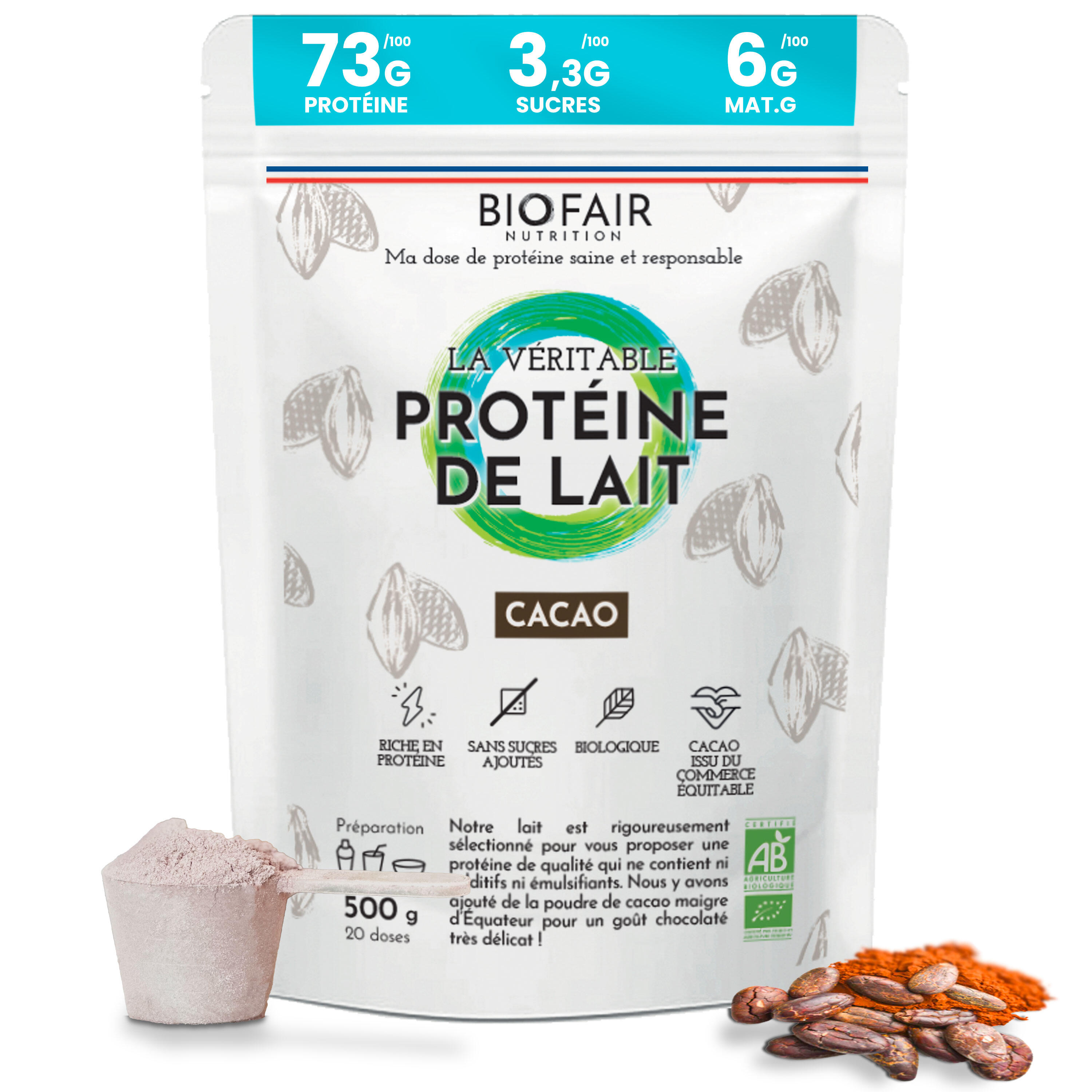 Biofair Nutrition - Protéine De Lait Bio Cacao | 500g - Whey Protéine - 500 G - Decathlon