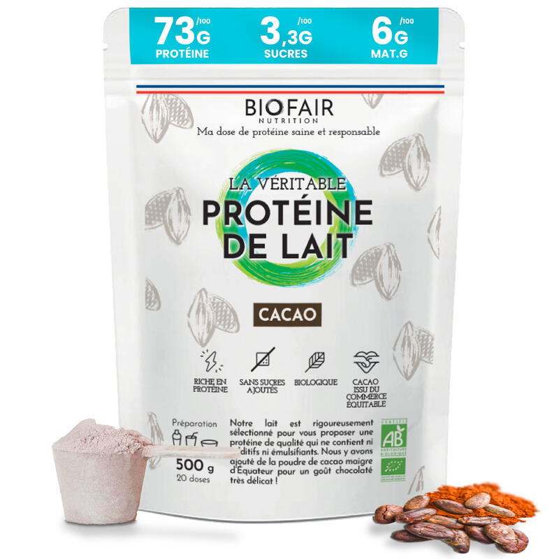 La véritable protéine de lait bio Cacao | 500g