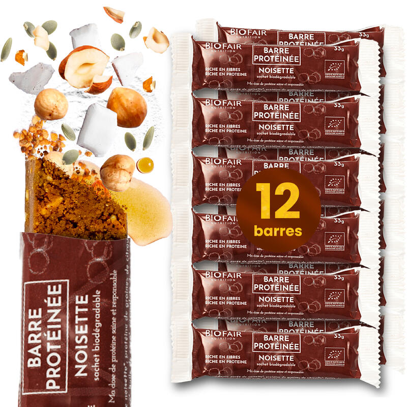 Barres protéinées bio Noisette - pack 12 x 33g