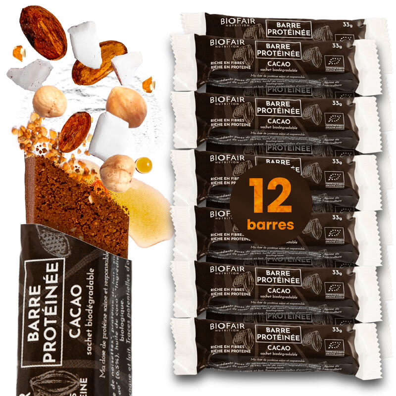 Barres protéinées bio Cacao - pack 12 x 33g