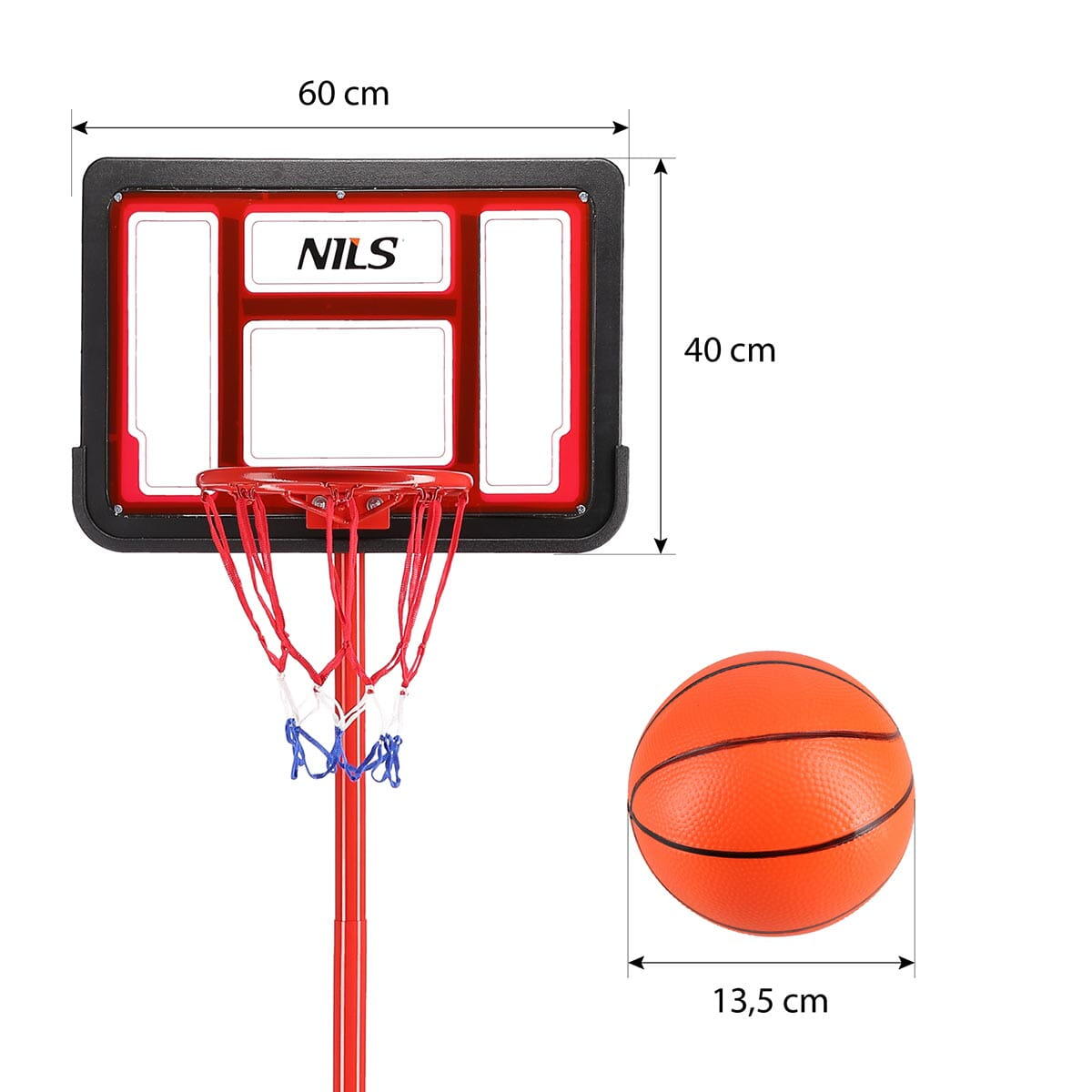 Verstellbarer Basketballkorb für Kinder NILS ZDK881A, 1,47–1,97 m mit Ball 3/7