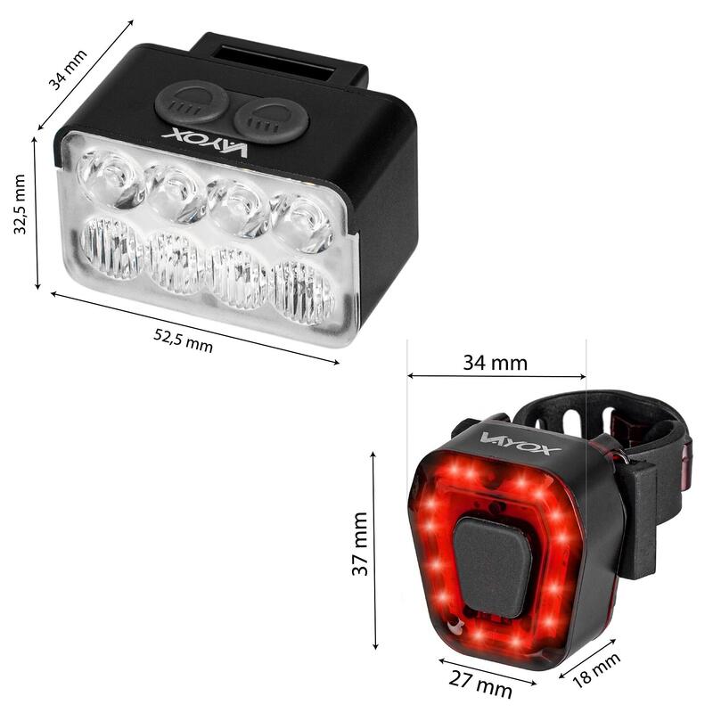 VAYOX VA0151 + VA0048 első és hátsó LED-es kerékpárlámpák szettje