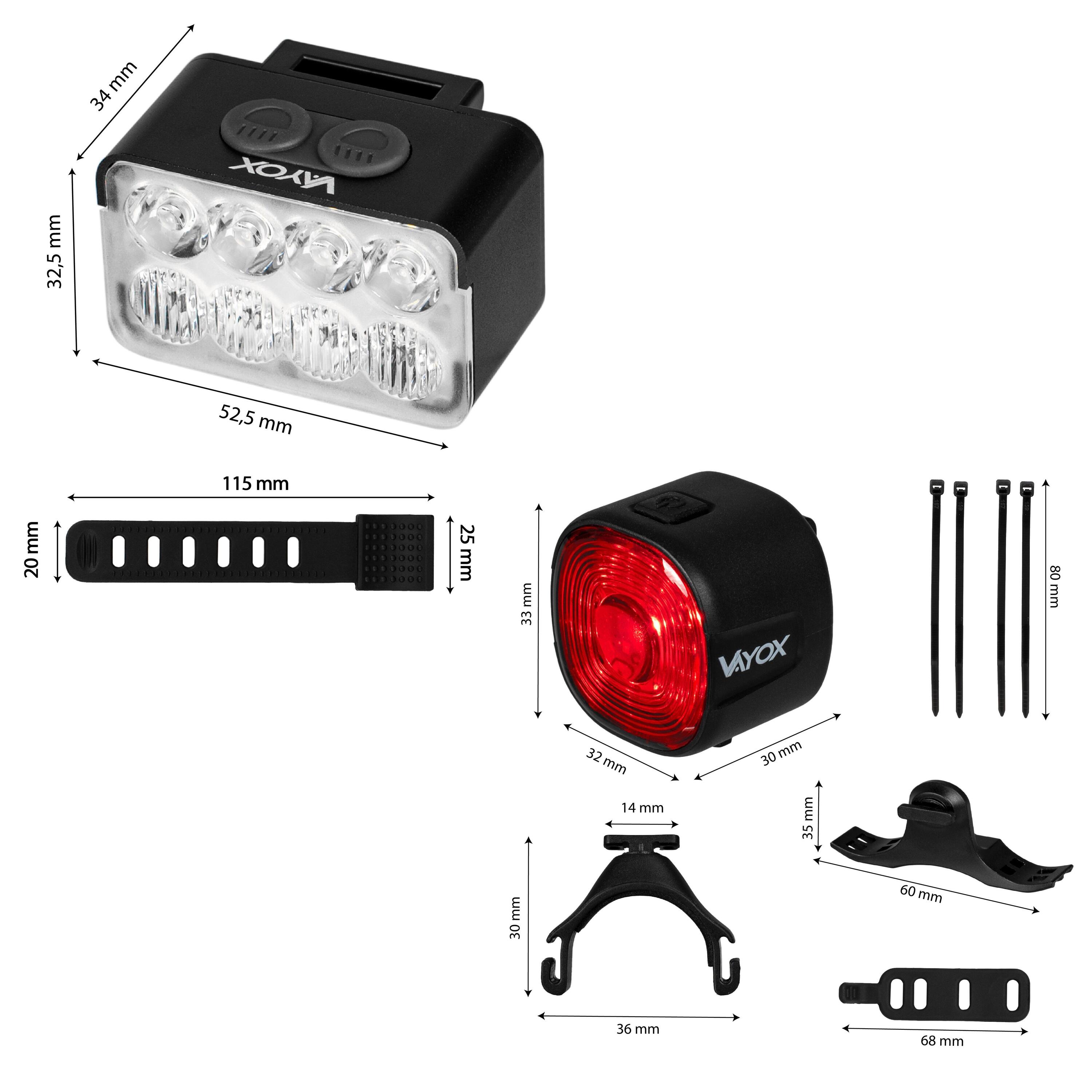 Conjunto de luzes para bicicleta VAYOX VA0151 + VA0156 dianteira e traseira 5/7