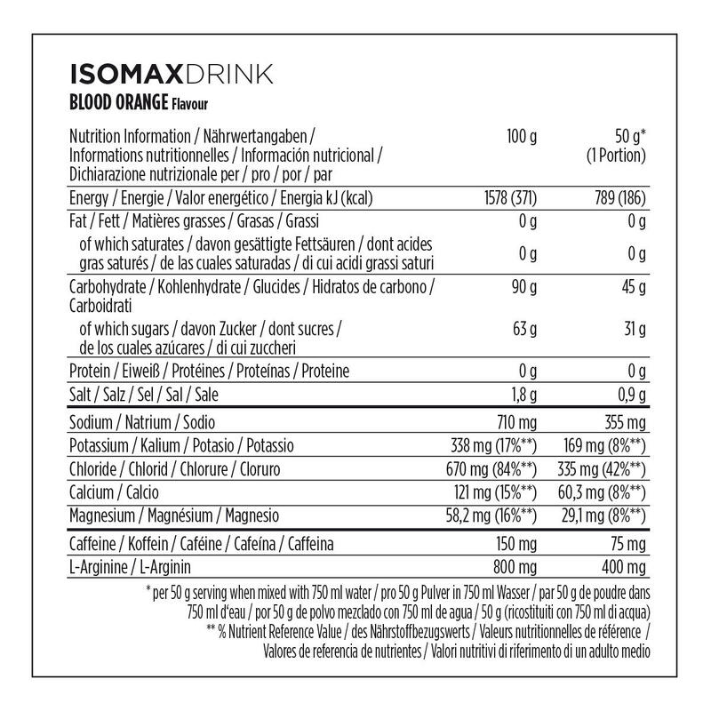 Powerbar Isomax Blood Orange 1200g - Isotonisches Sportgetränk + 75mg Koffein