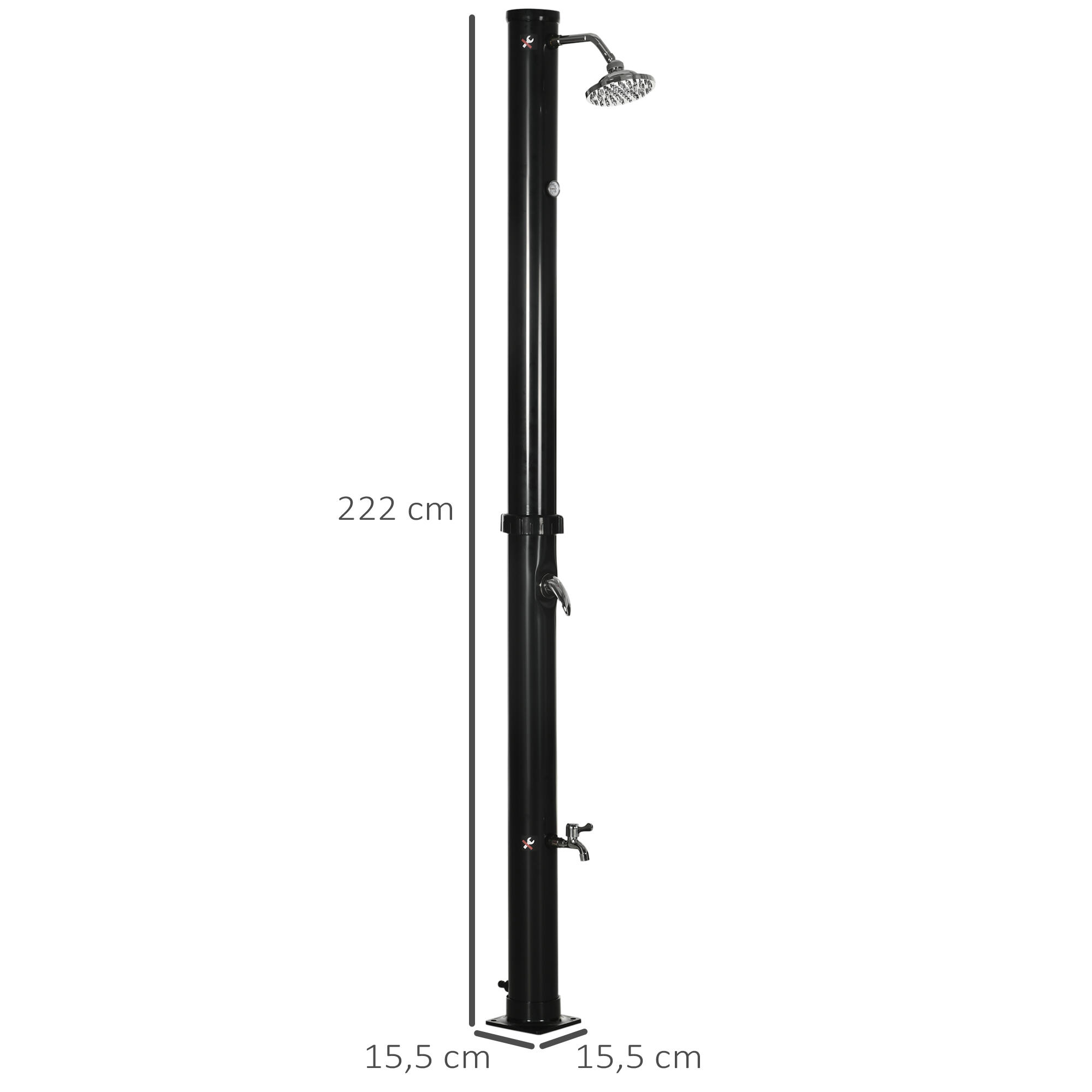 Ducha solar 20L para piscina Outsunny 15,5x15,5x222 cm negro 3/7