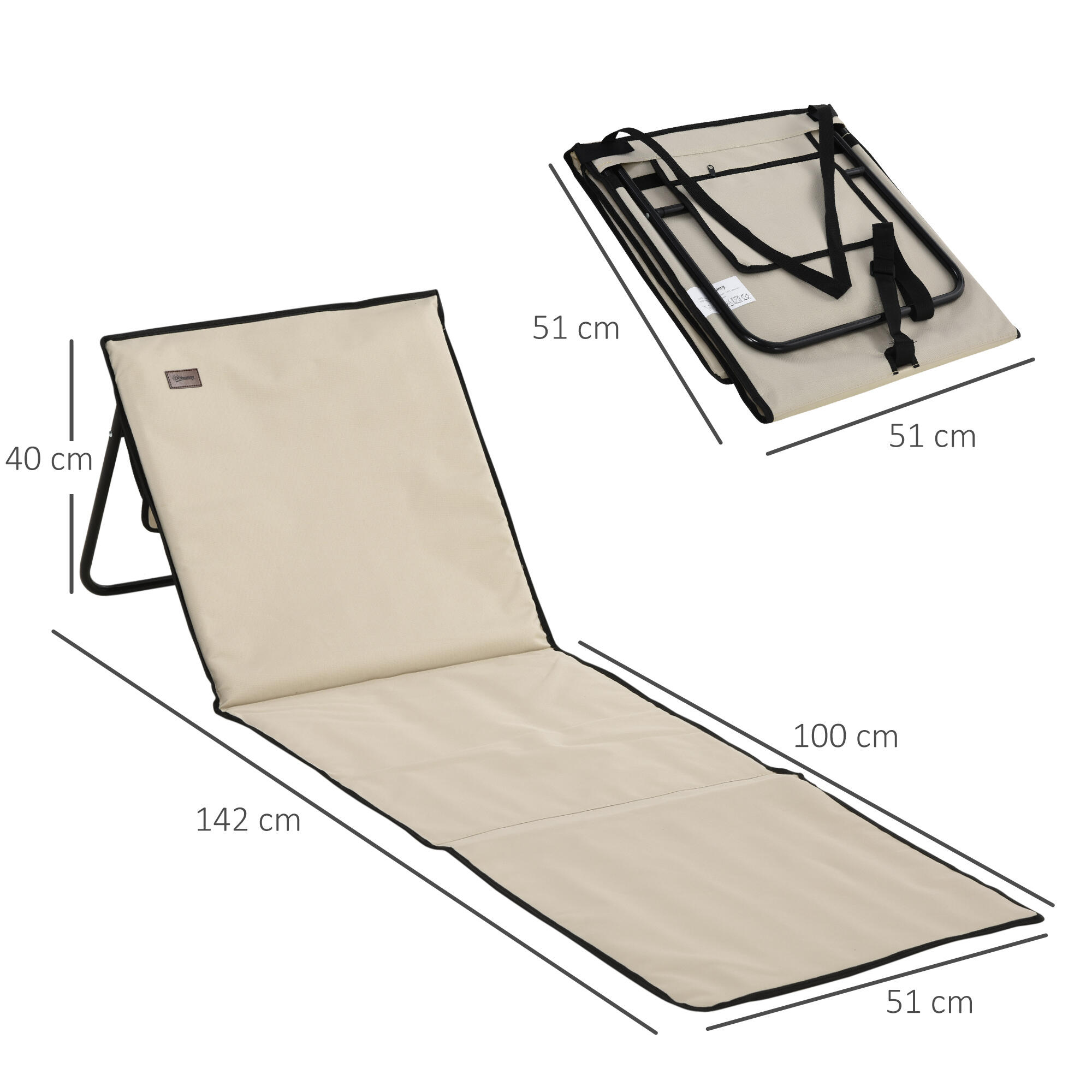 Conjunto de 2 esterillas de playa Outsunny 142x51x40 cm beige_84G-160V00BG 3/7