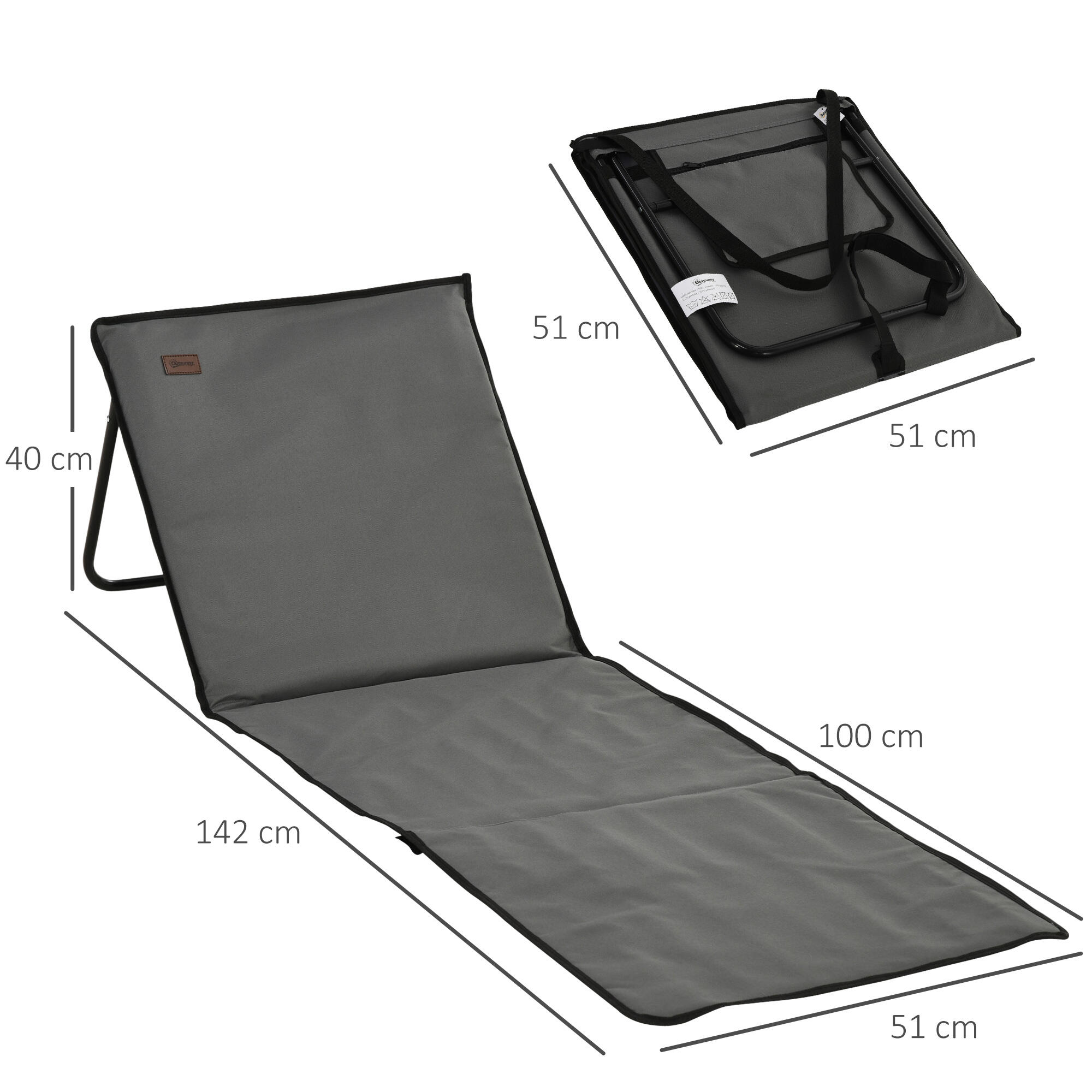 Conjunto de 2 esterillas de playa Outsunny 142x51x40 cm gris_84G-160V00GY 3/7