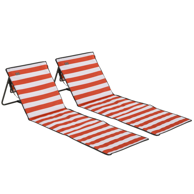 Conjunto de 2 esterillas de playa Outsunny 142x51x40 cm rojo y blanco