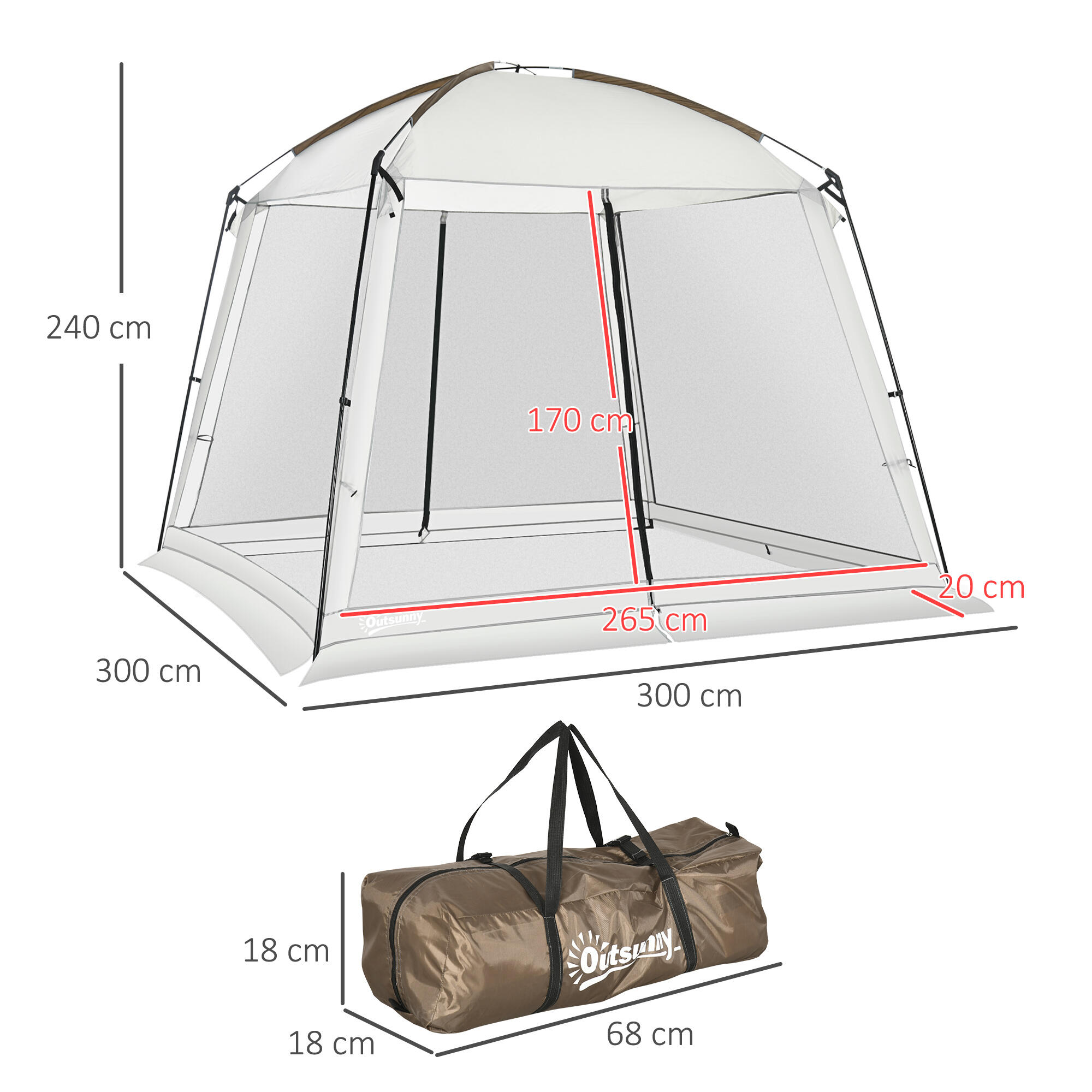 Carpa para eventos deportivospara 6-8 personas Outsunny 300x300x240 cm blanco 3/7