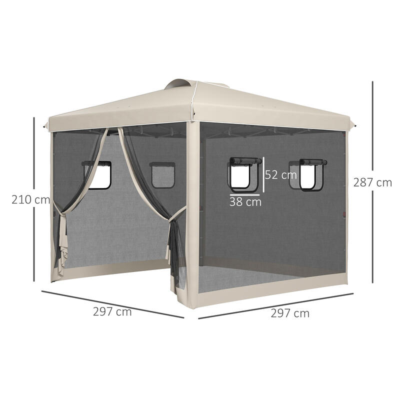 Carpa para eventos deportivos Outsunny 297x297x287 cm Beige