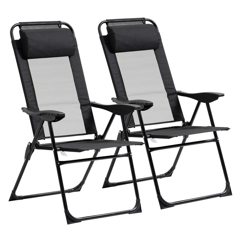 Sillas de Camping Outsunny 62x70x109 cm Negro