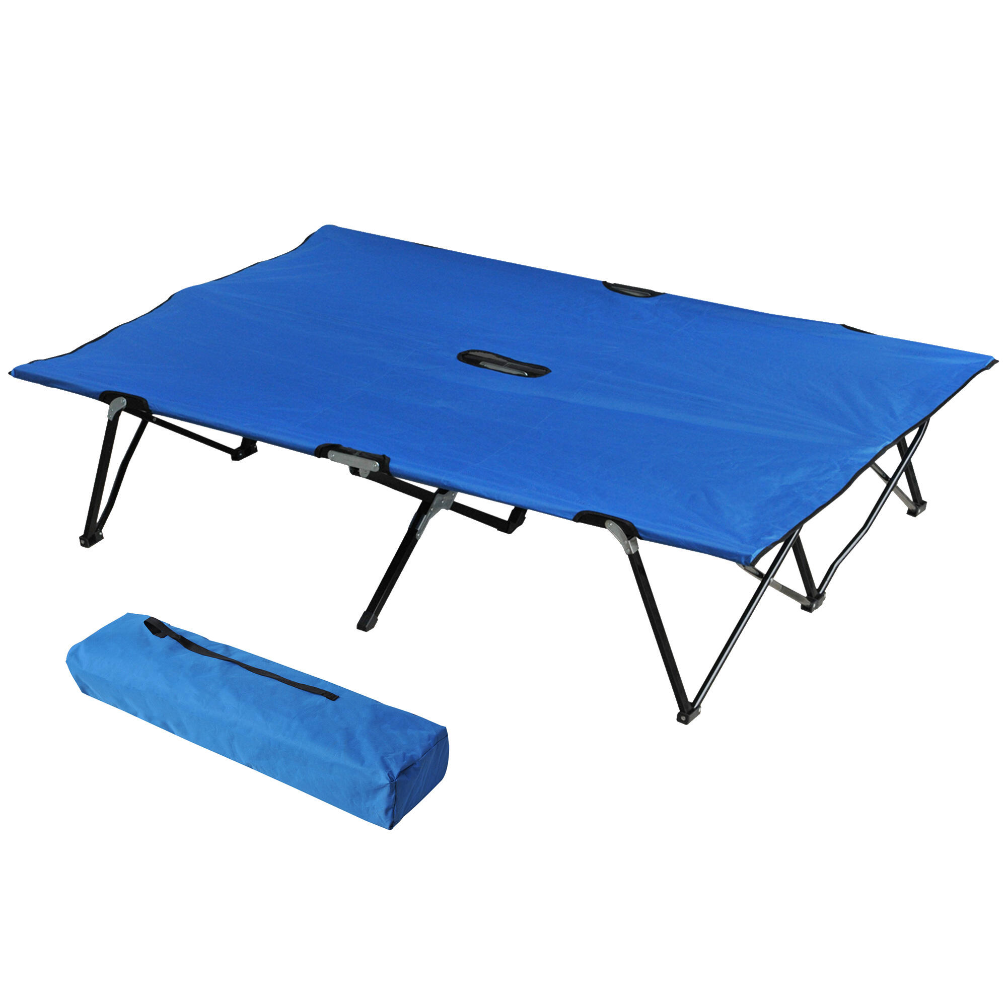 Cama dobrável de campismo azul outsunny