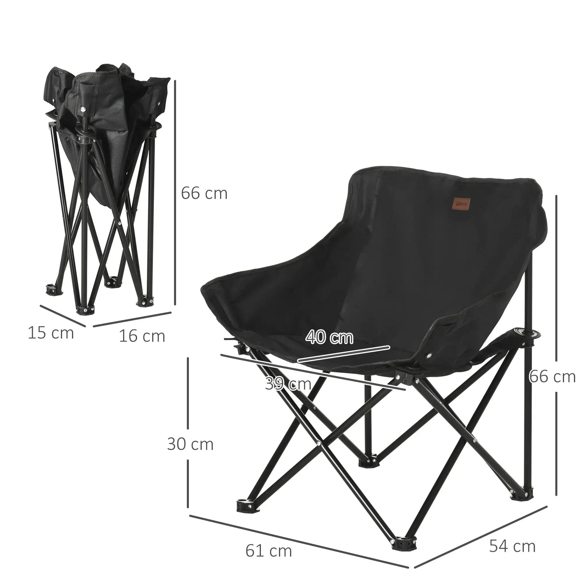Chaise de camping - Camping - Unisexe - Pliable, Légère, Avec pochette - Noir 5/6