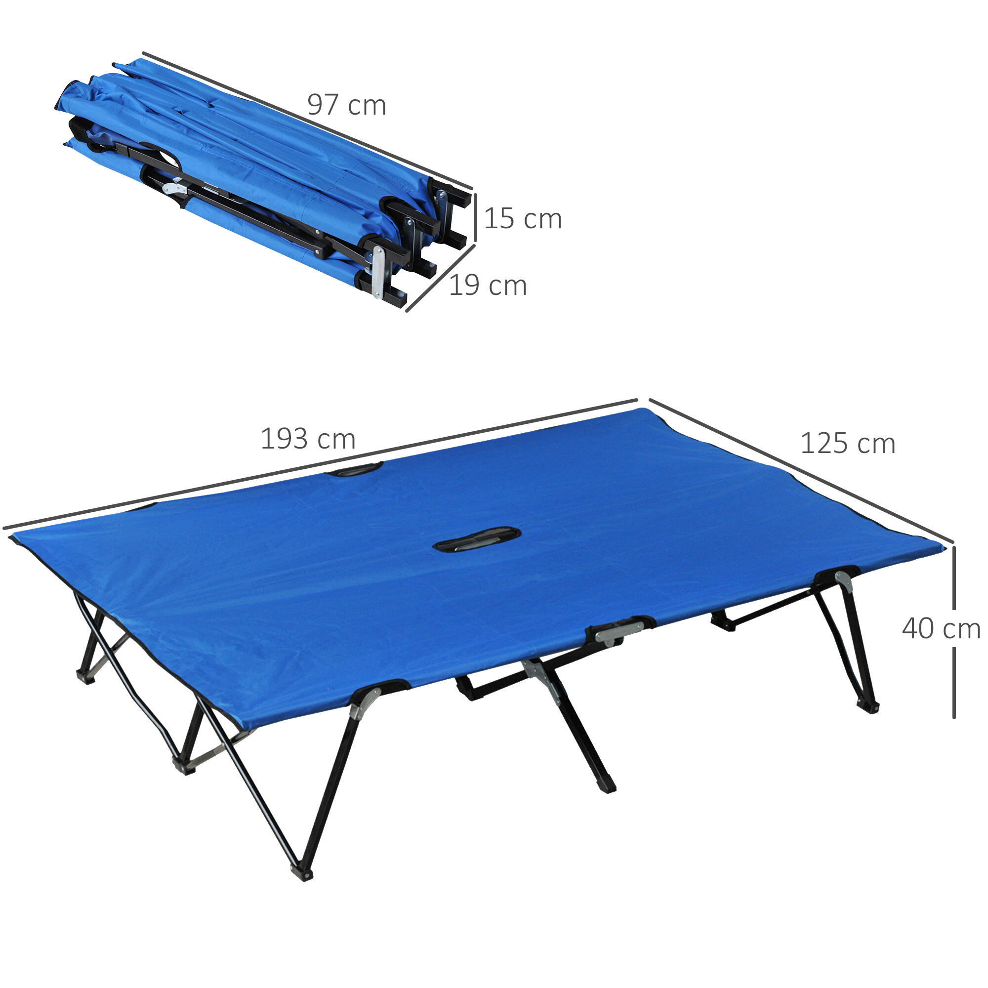 Cama de Camping Outsunny 193x125x40 cm Azul 3/7