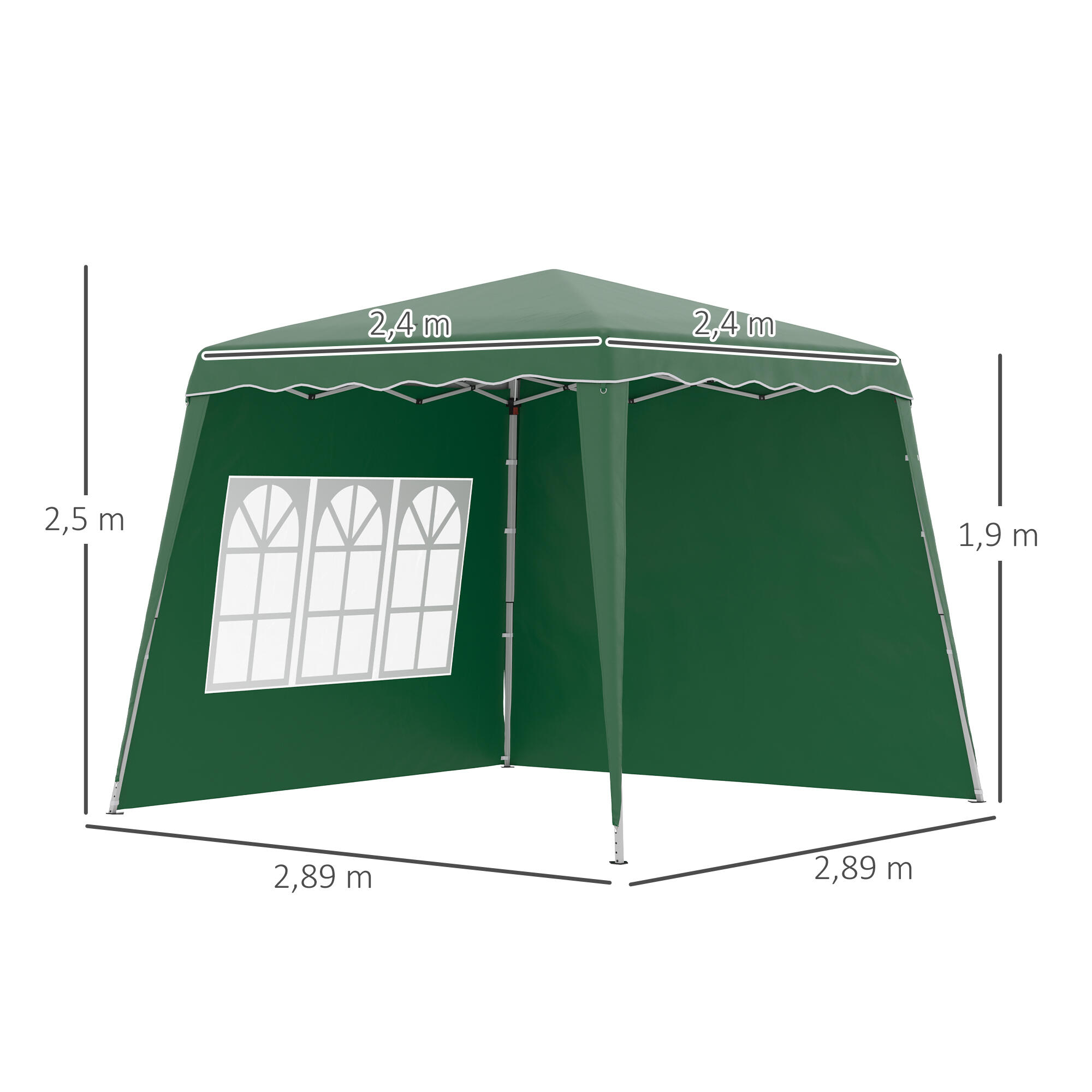 Carpa Plegable Outsunny 289x289x250 cm Verde 3/7