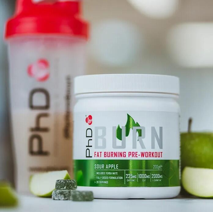 PhD Nutrition | Burn Pre Workout Powder | Sour Apple Flavour | 200g 3/3