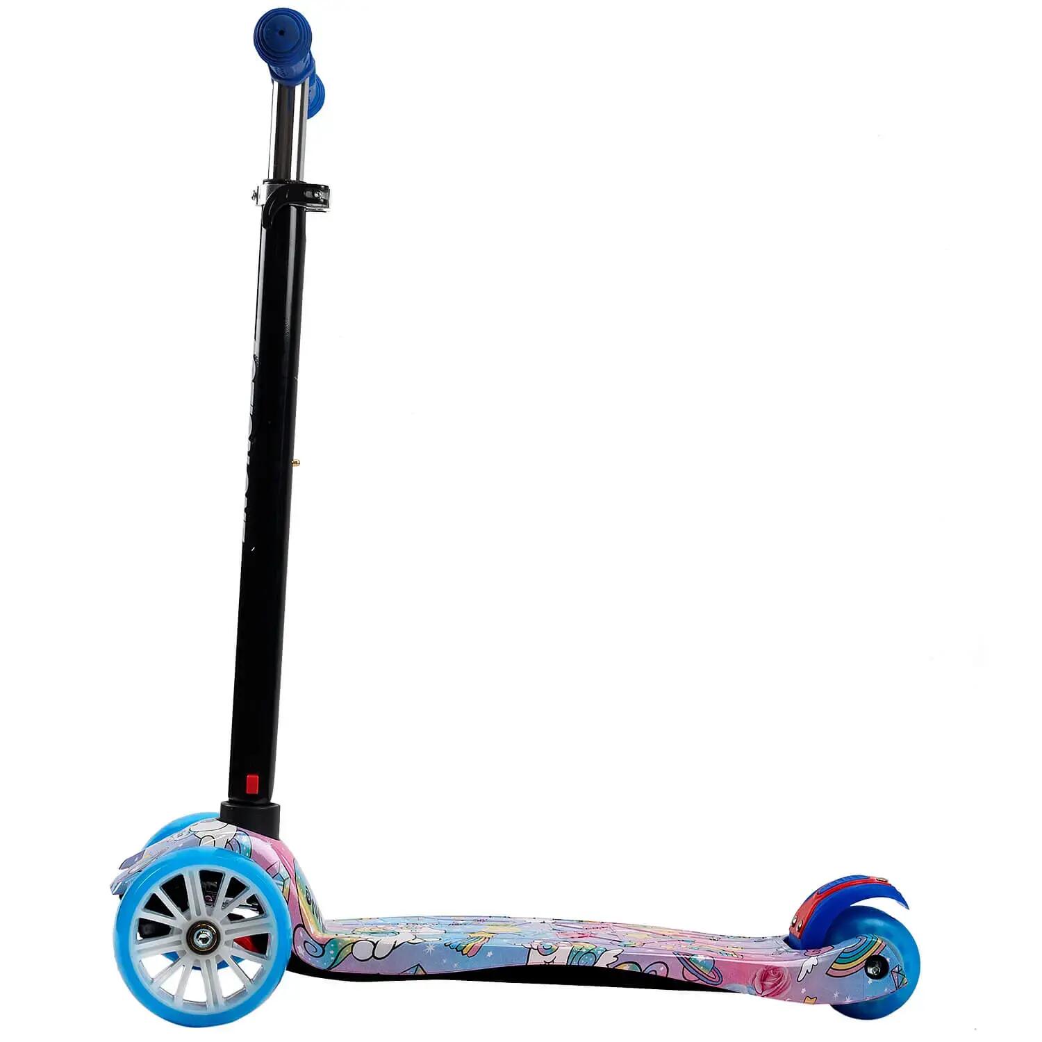 Trotineta Rider Sweet Dreams Unicorns, cu roti luminoase si late, Blue 3/7