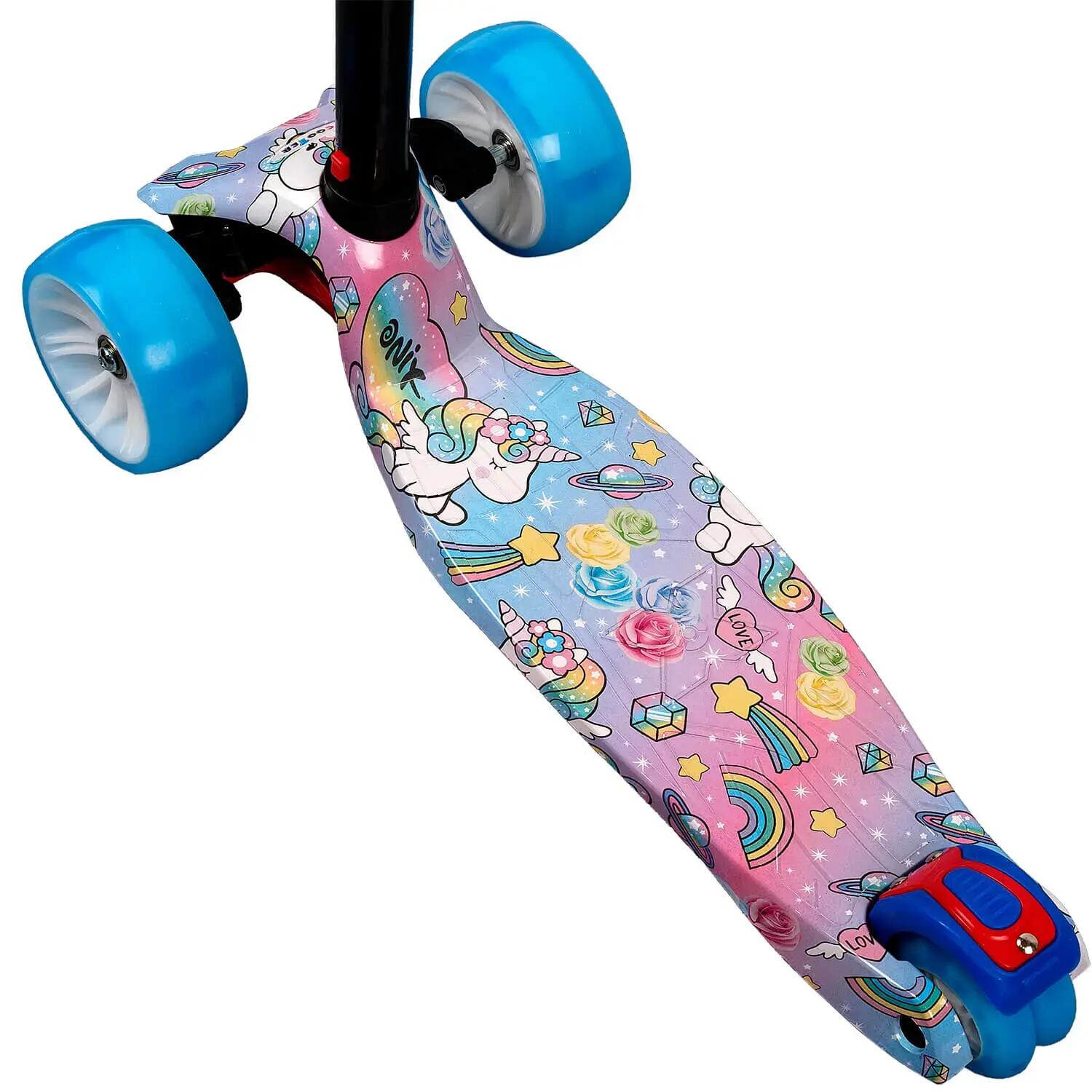 Trotineta Rider Sweet Dreams Unicorns, cu roti luminoase si late, Blue 5/7