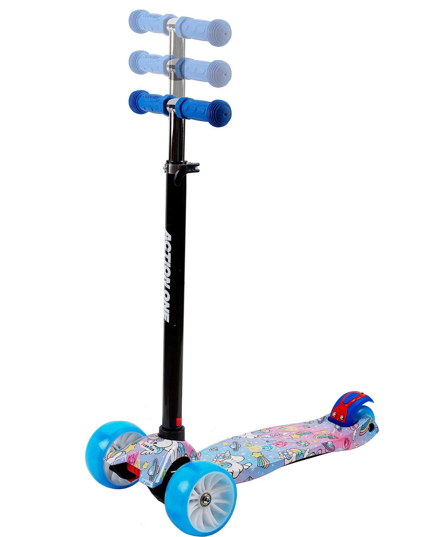 Trotineta Rider Sweet Dreams Unicorns, cu roti luminoase si late, Blue 2/7