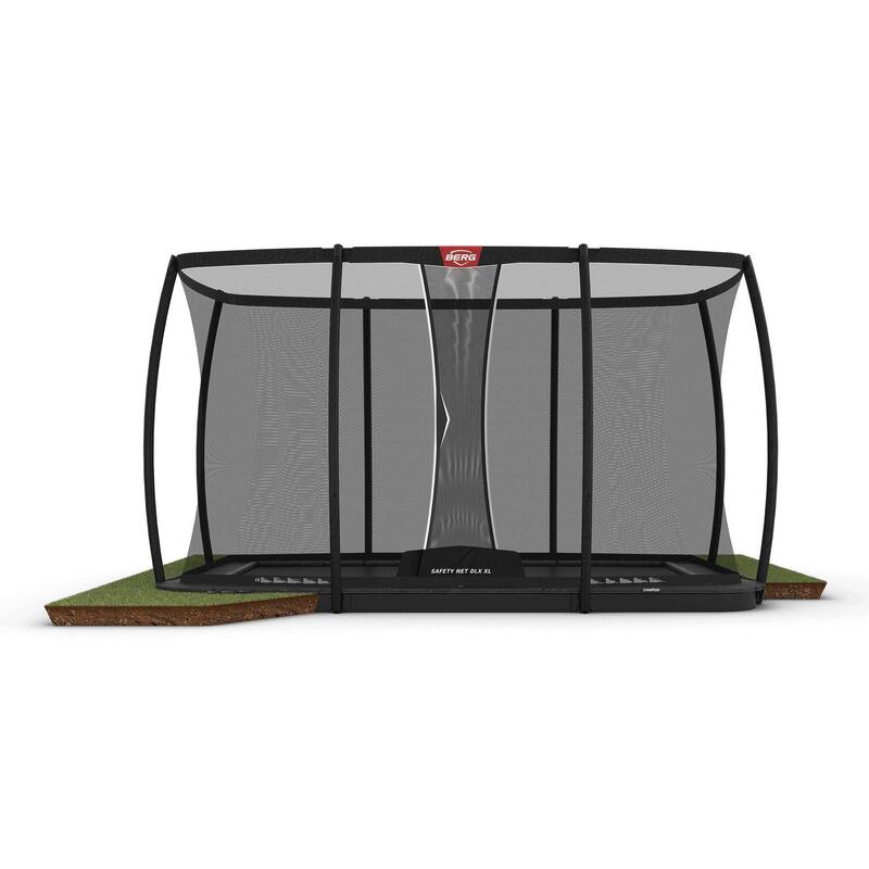 BERG Ultim Champion Trampoline FlatGround 410 Grijs + Veiligheidsnet DLX XL