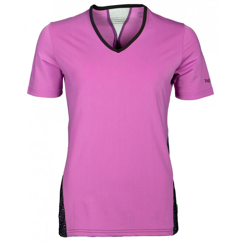 Papillon sportshirt dames polyester/elastaan roze/zwart