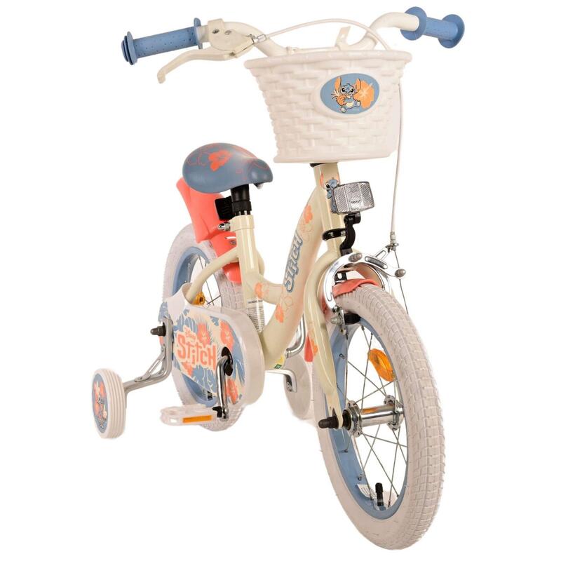 Disney Stitch Children's Bicycle - Mädchen - 14 Zoll - Creme Korallenblau
