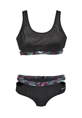 Beco regular fit cross top bikini - zwart/roze maat uk 38