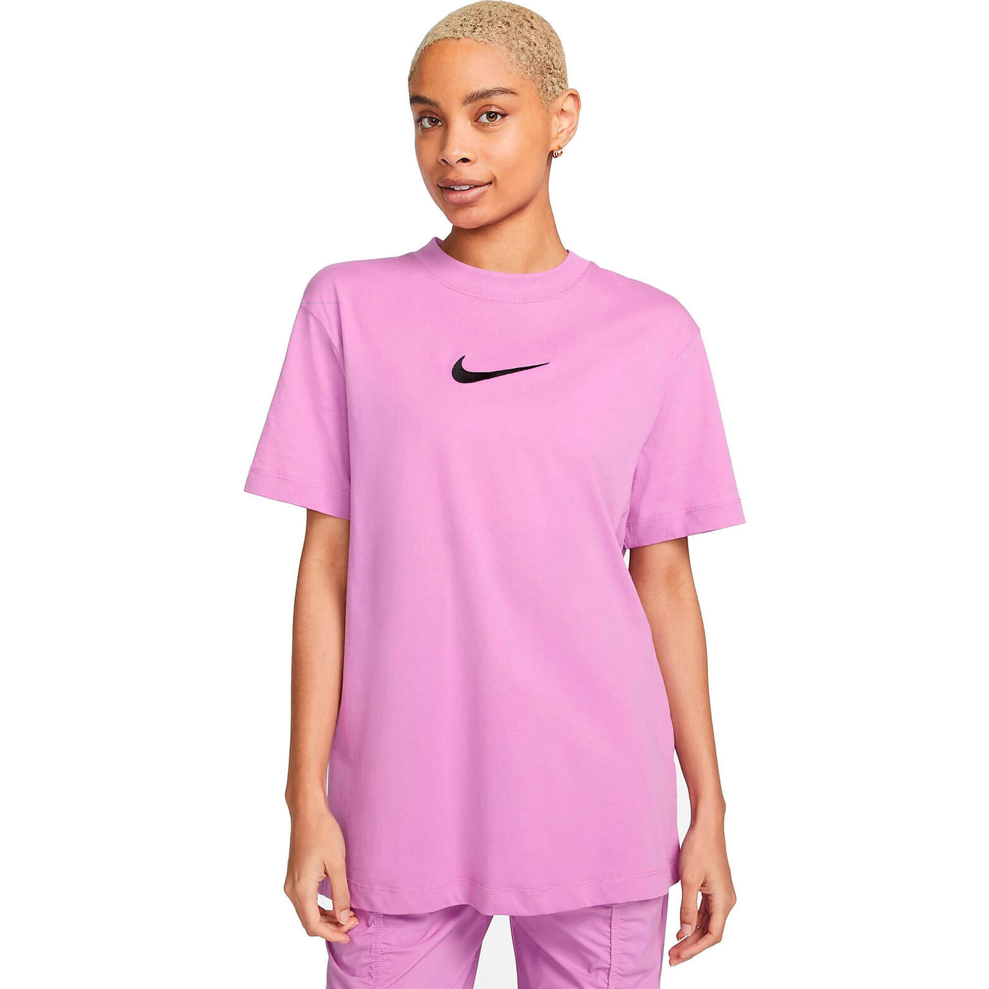 Nike Midi Swoosh T-Shirt Dames Roze
