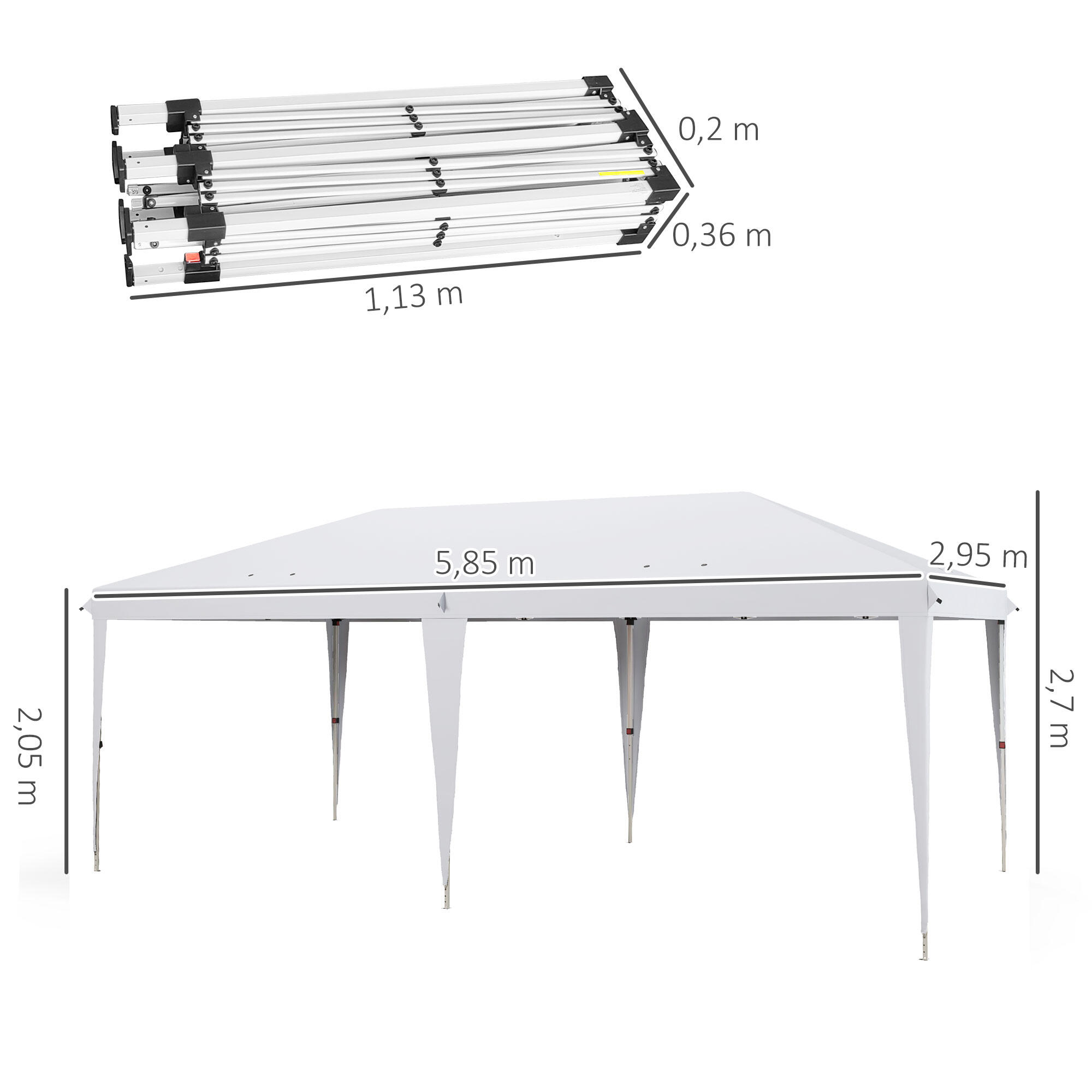 Carpa Evento Deportivo 585x295x270 cm Blanco 3/7