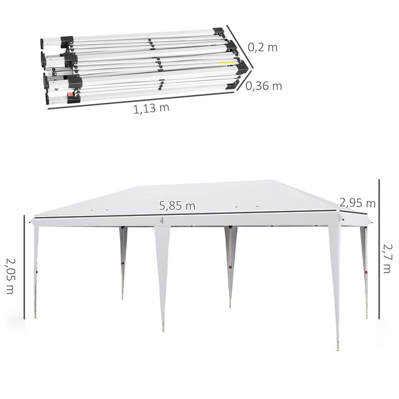 Carpa Plegable Outsunny 585x295x270 cm Blanco