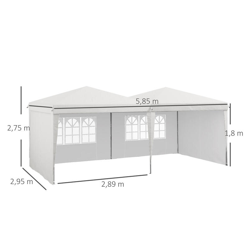 Carpa para eventos deportivos Outsunny 585x295x275 cm Blanco