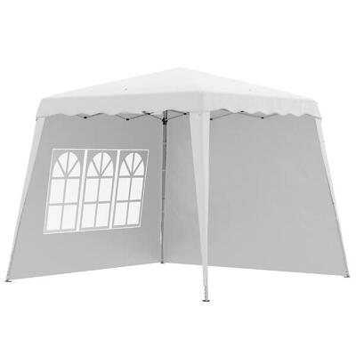 Outsunny Gazebo da Esterno Pieghevole 2.4x2.4x2.5m Altezza Regolabile Bianco