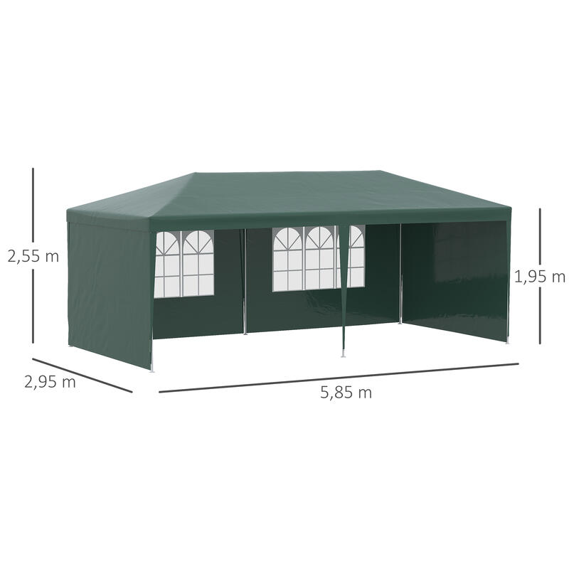 Tenda de exterior 585x295x255 cm verde Outsunny