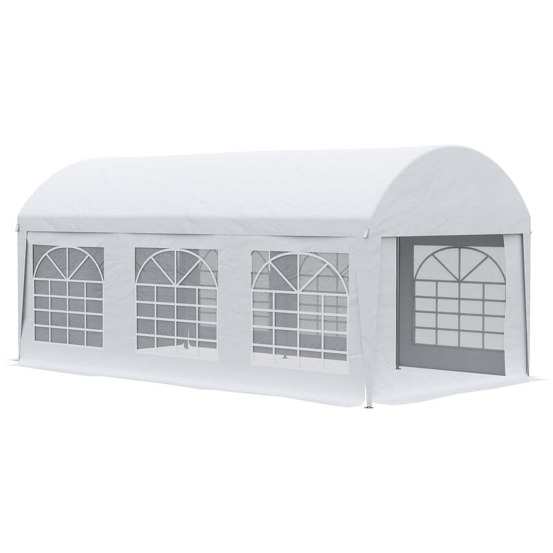 Carpa para eventos deportivos 6 ventanas Outsunny 600x305x280 cm blanco