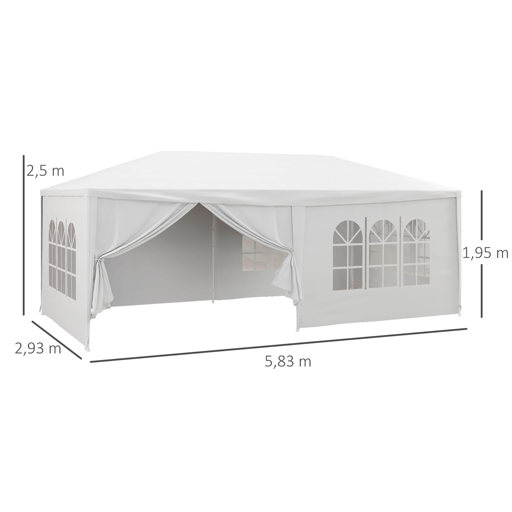 Carpa para eventos deportivos Outsunny 583x293x250 cm Blanco 3/8