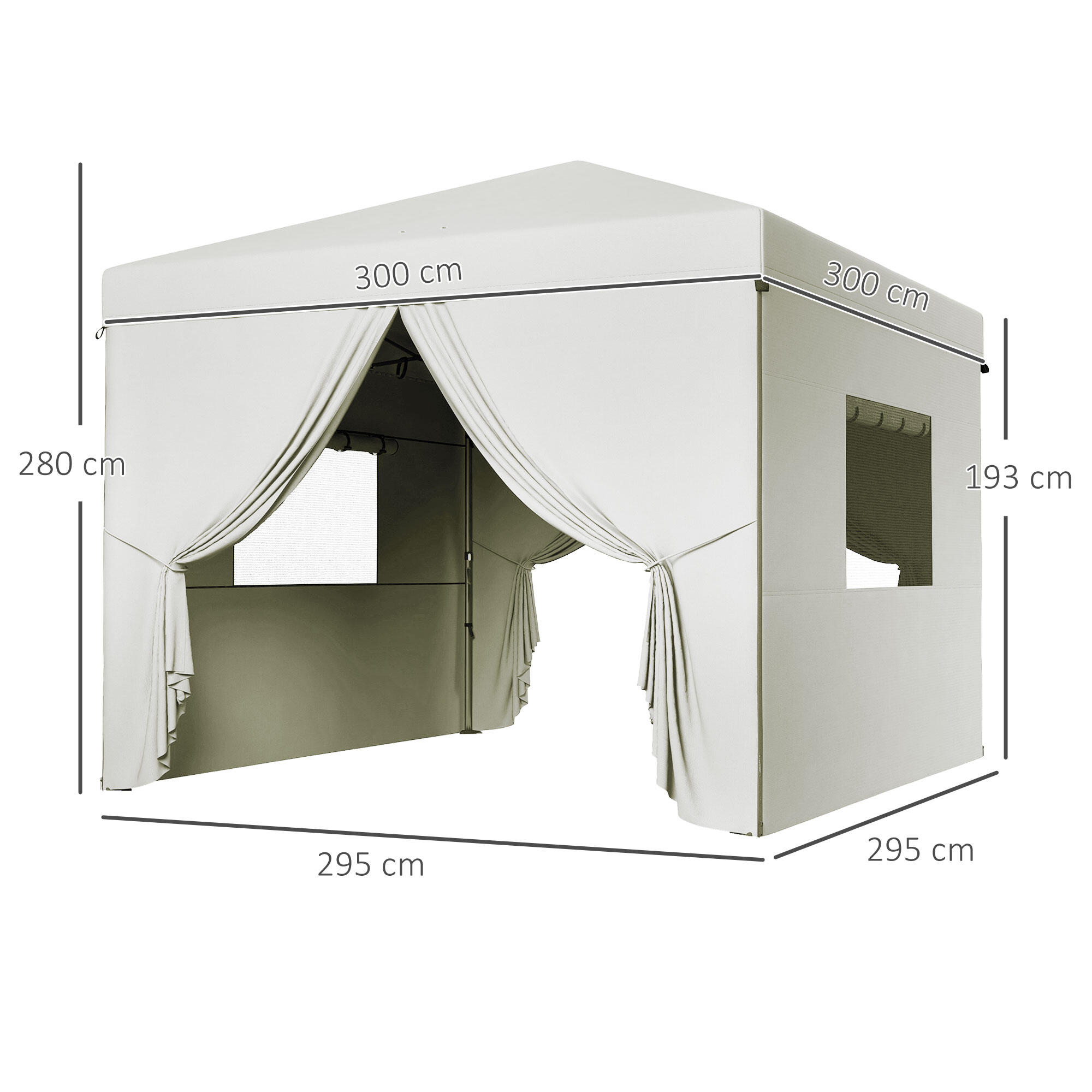 Carpa Plegable Outsunny 300x300x280 cm Blanco 3/7