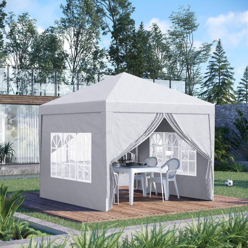 Carpa Evento Deportivo Outsunny 295x295x258 cm Blanco