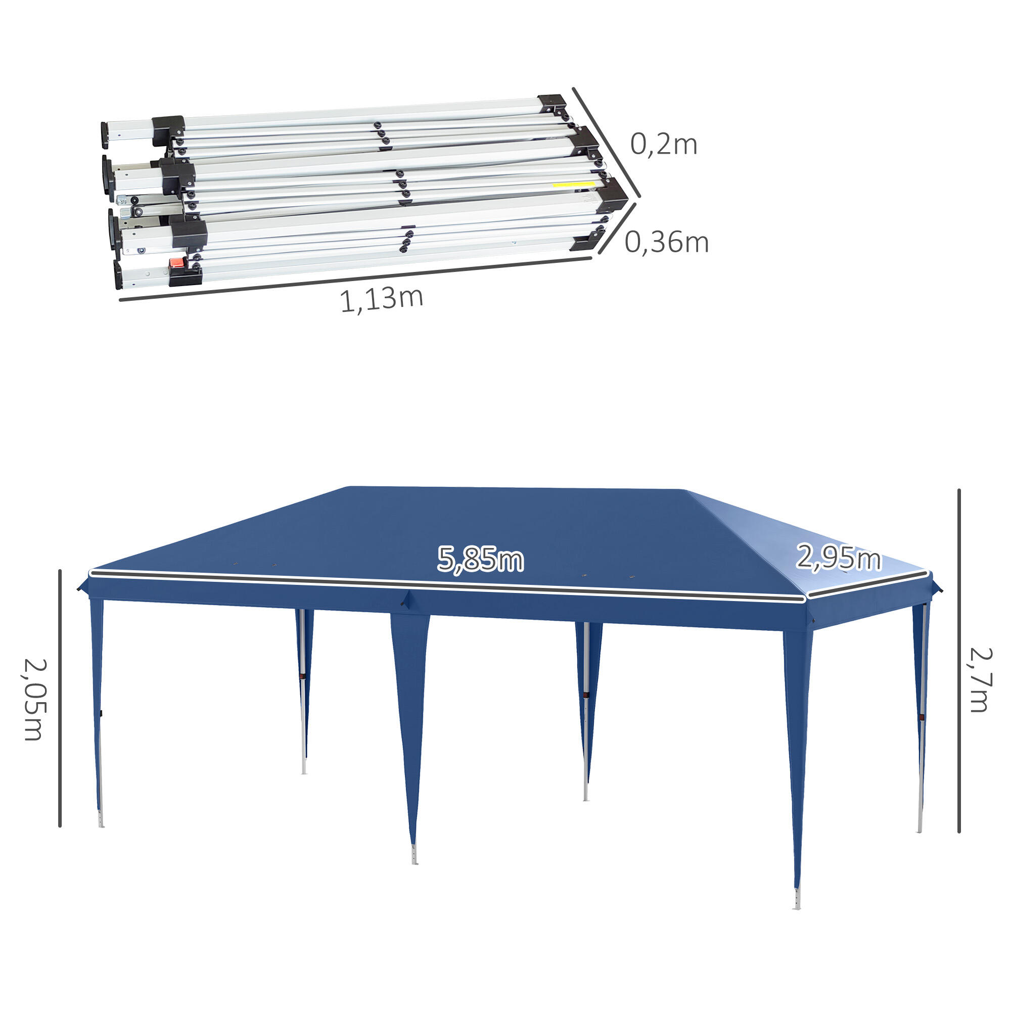 Carpa Evento Deportivo 585x295x270 cm Azul 3/7