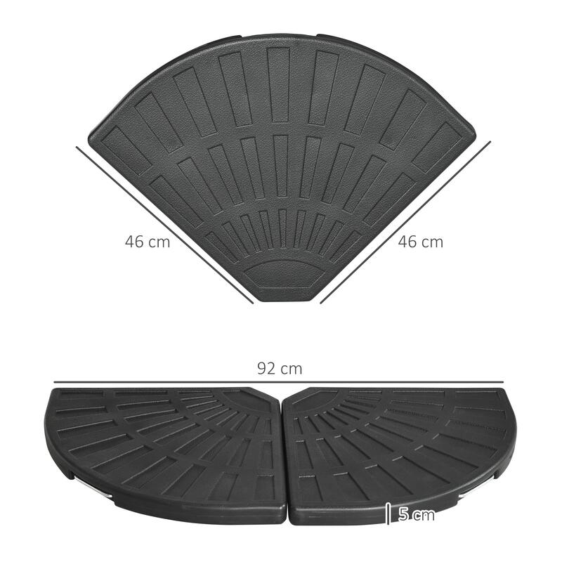 Peso para base de sombrilla de 2 piezas 28 kg Outsunny 92x92x5cm negro