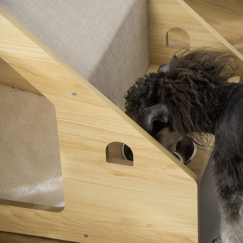 PawHut Caseta para Perros de Madera 62x40x54 cm Roble y Gris