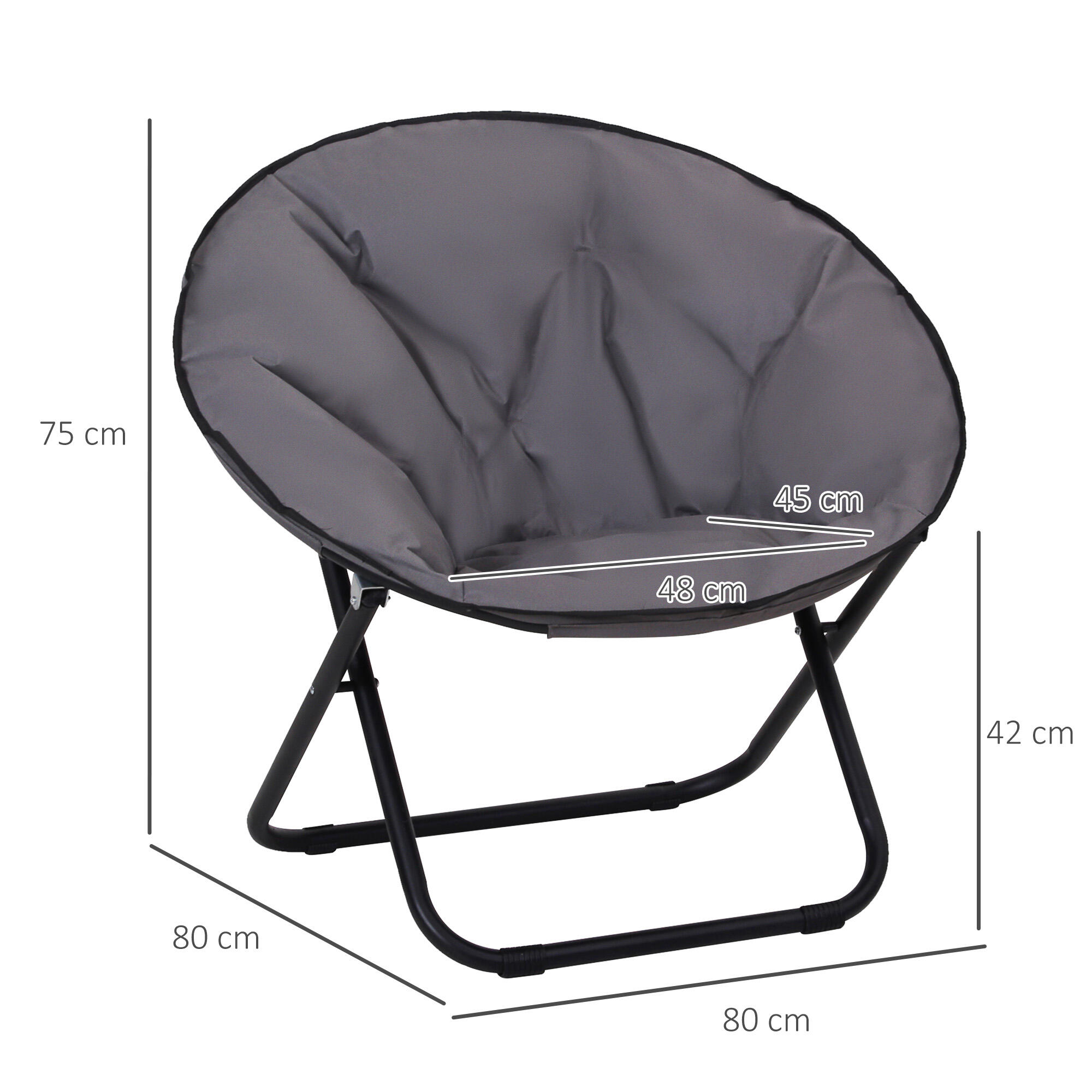 Silla de Luna Outsunny 80x80x75 cm Gris 3/7